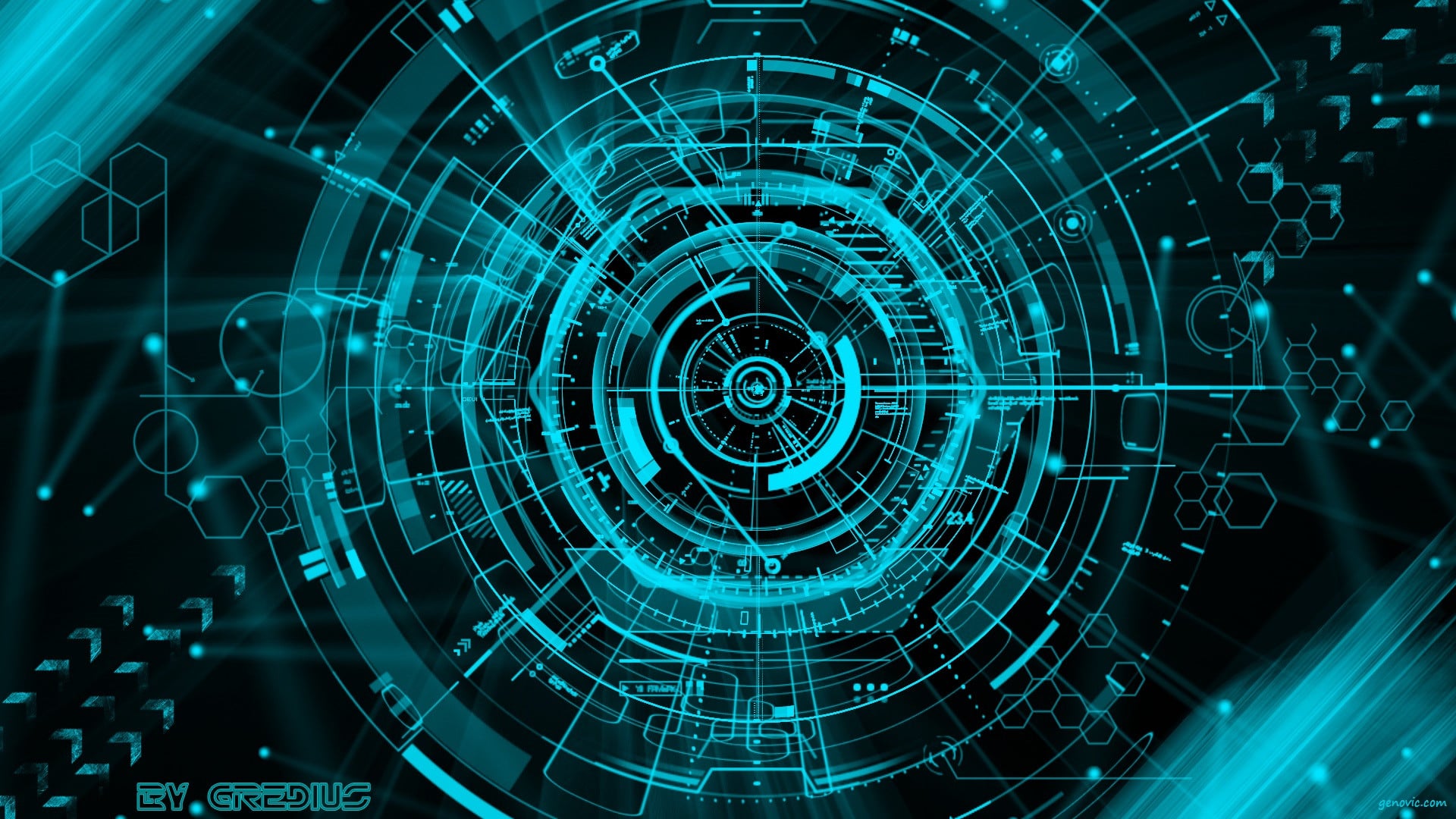 Abstract dark technology background with geometric network patterns