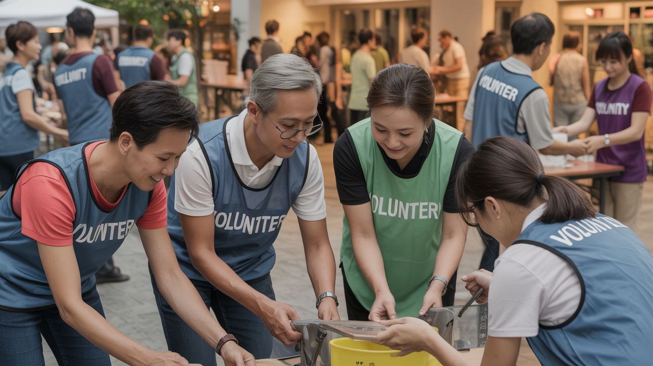 Volunteers working together to support the community