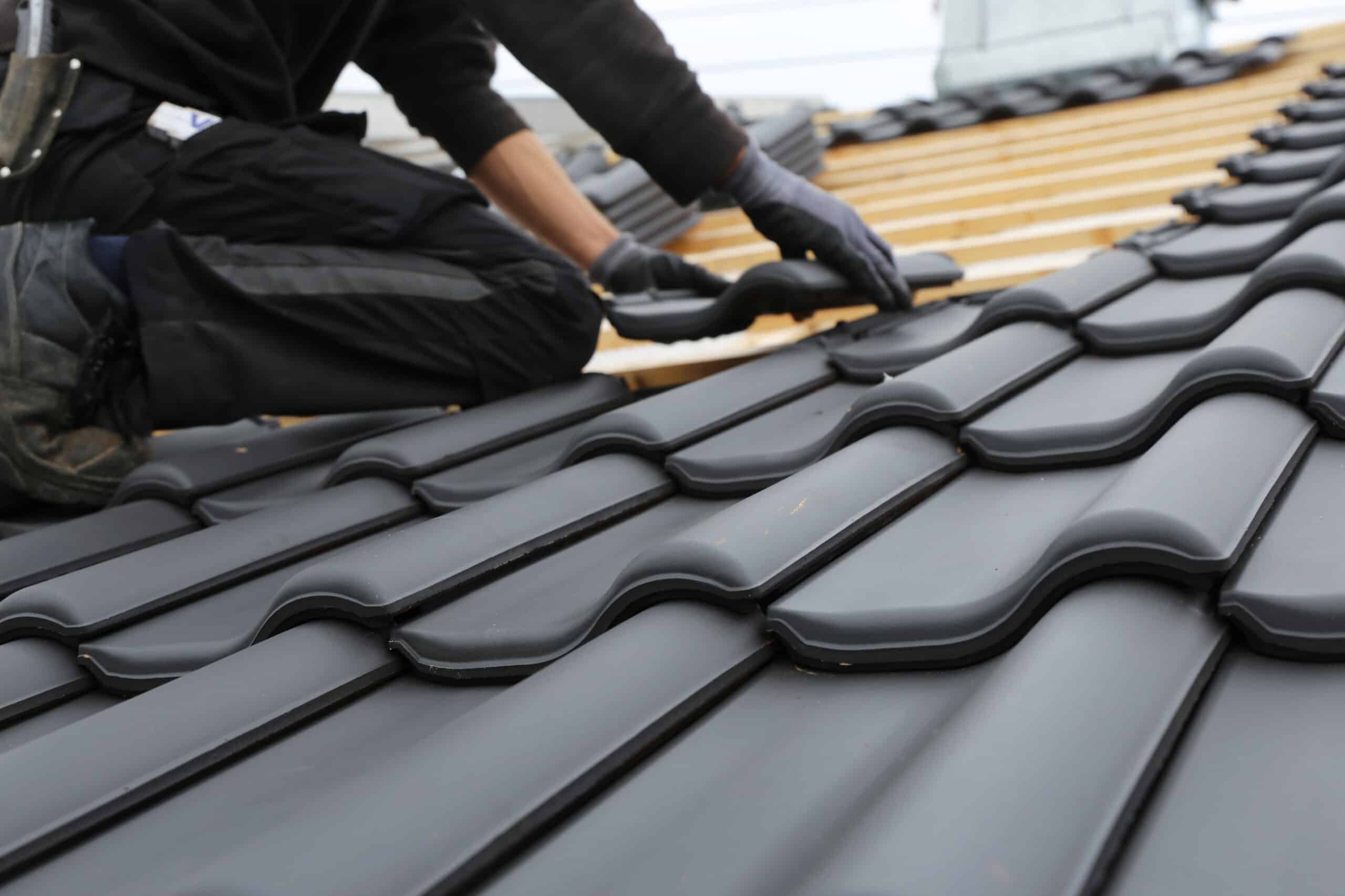 Completed roof tiling work