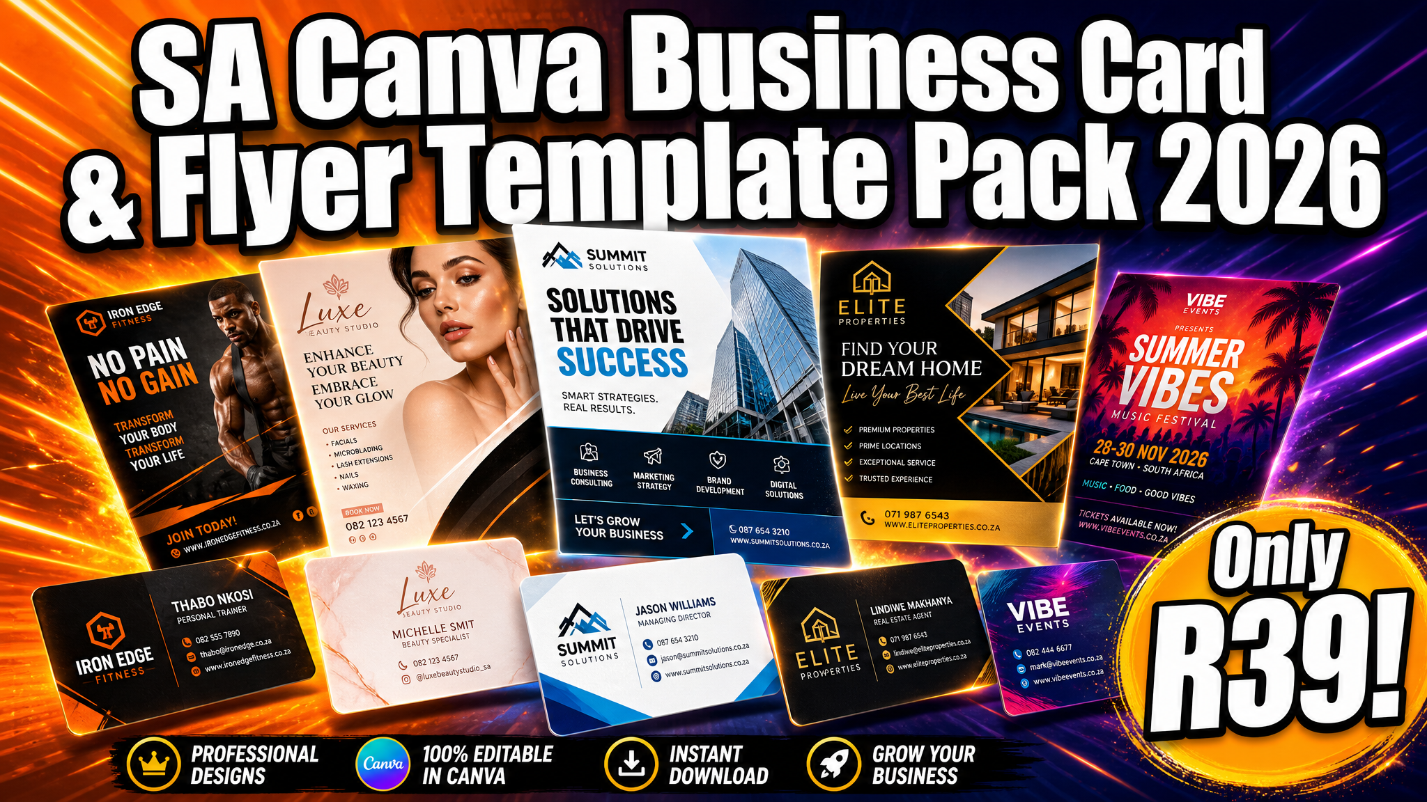 SA Canva Business Card & Flyer Template Pack 2026