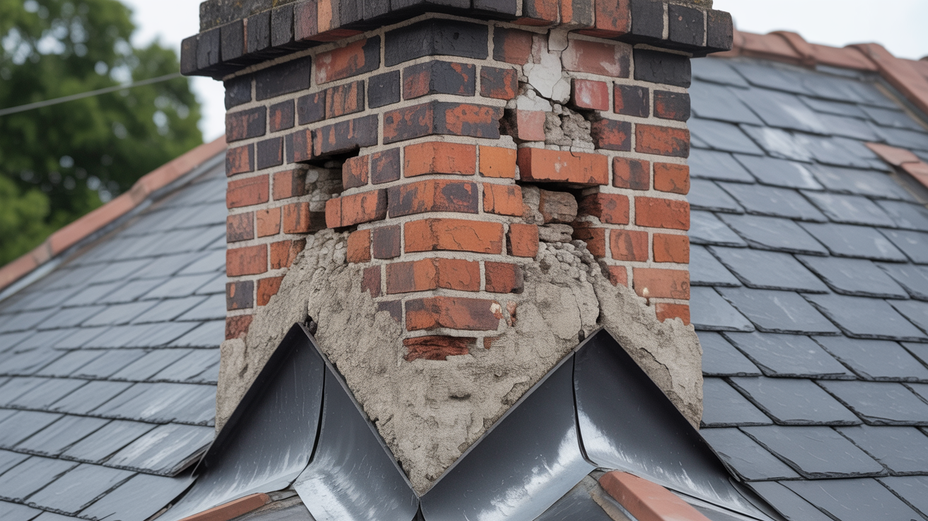 Cracked chimney stack needing repair