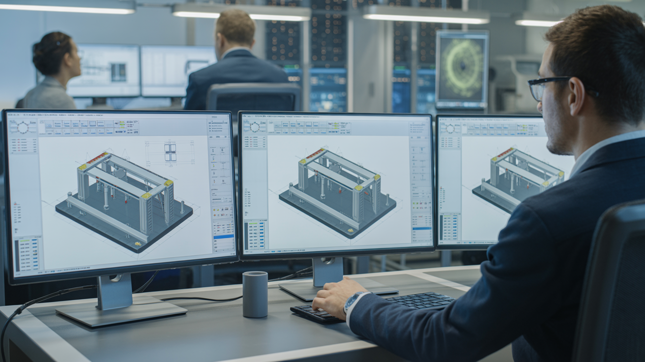 3D CAD design simulation on computer screens