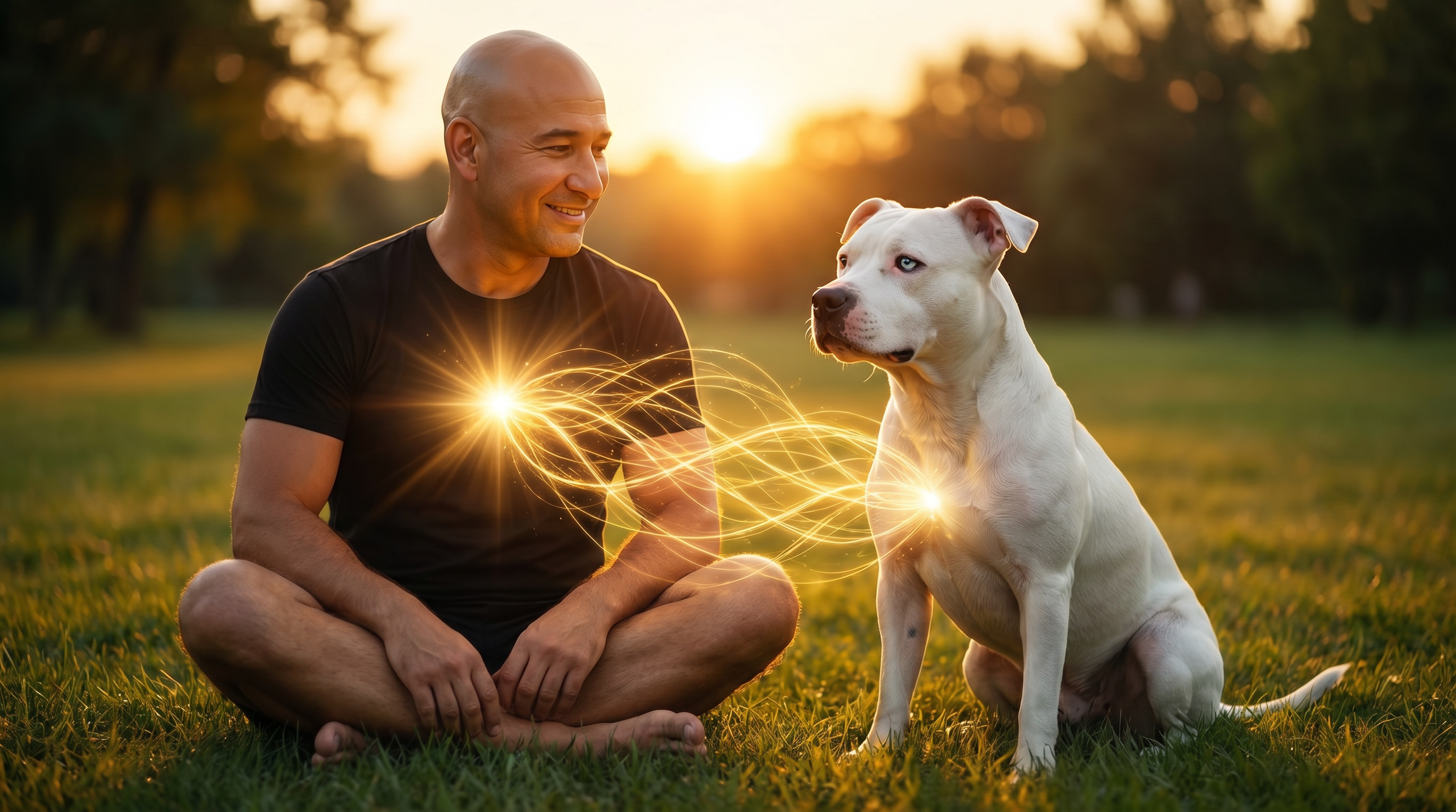 Elion sedi sa Džiberom dok zlatna svetlost iz srca obojice povezuje u mreži emocionalne inteligencije