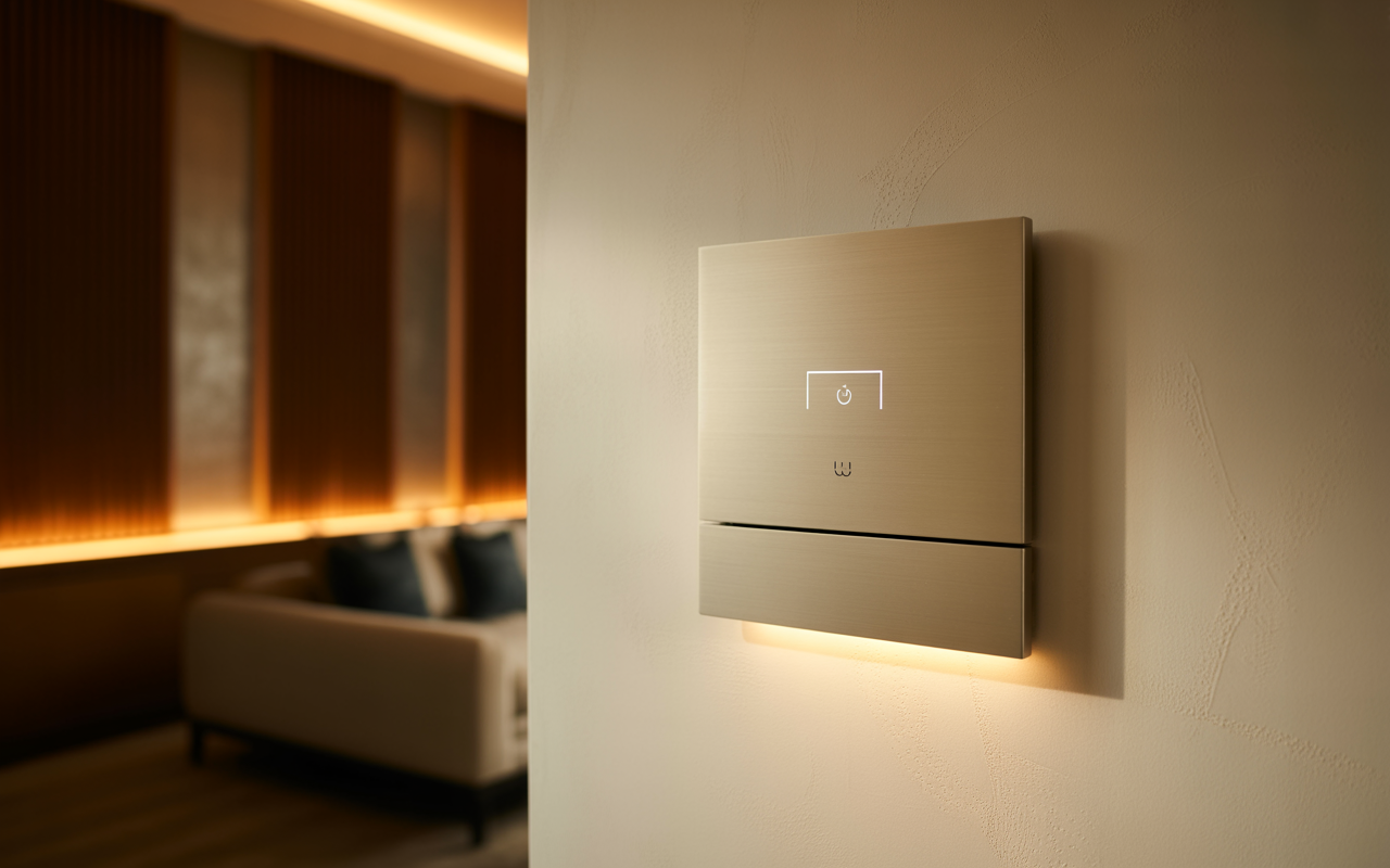 Premium smart home wall control panel close-up