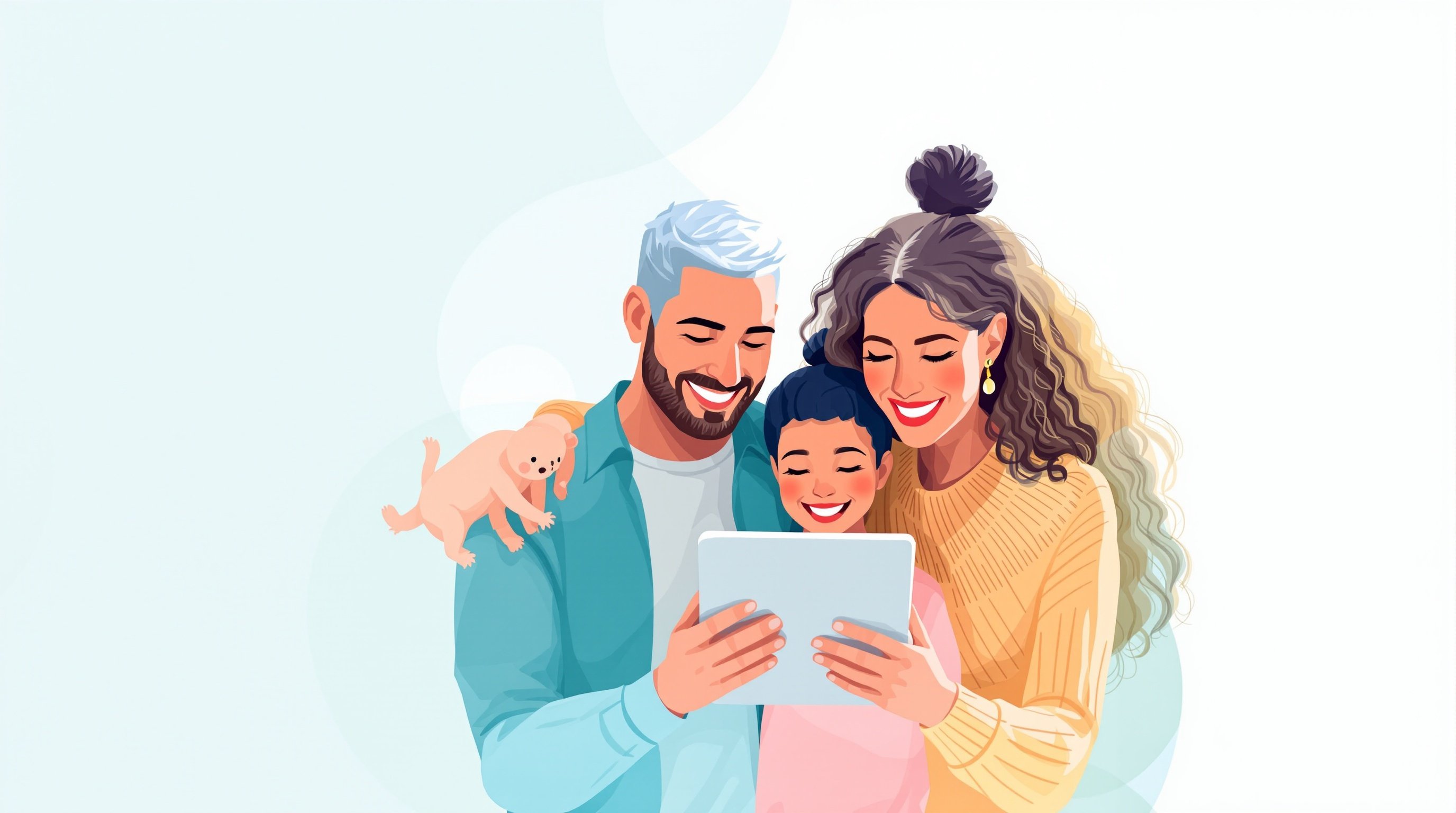 Familia colaborando juntos