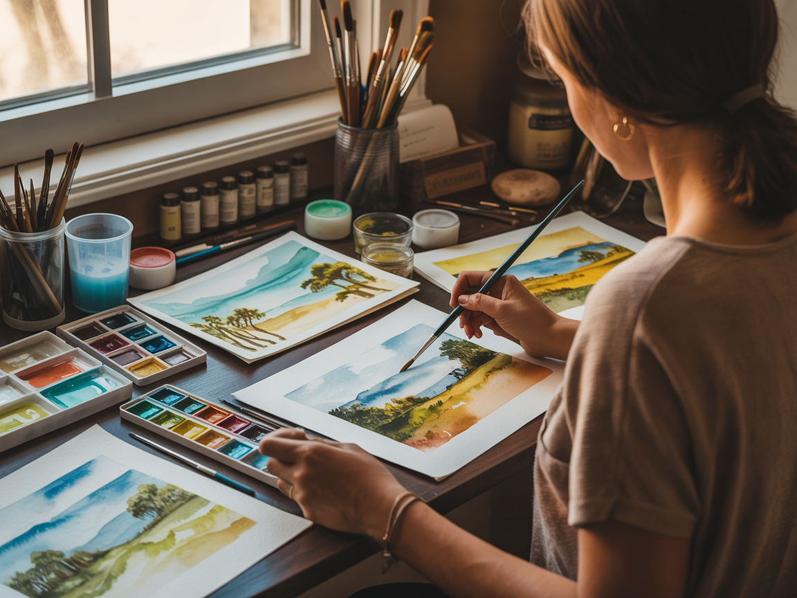Ilustradora trabajando