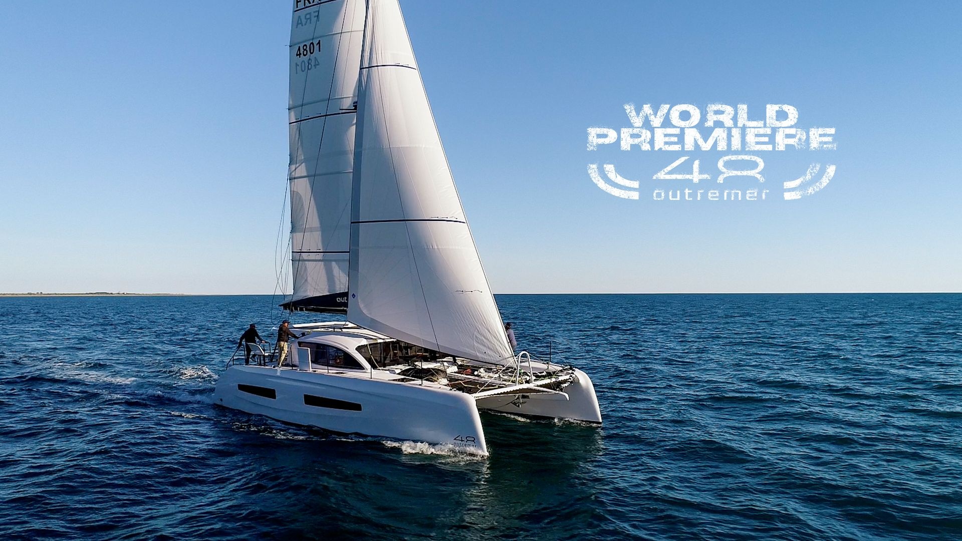 Beautiful catamaran sailing on Mediterranean sea