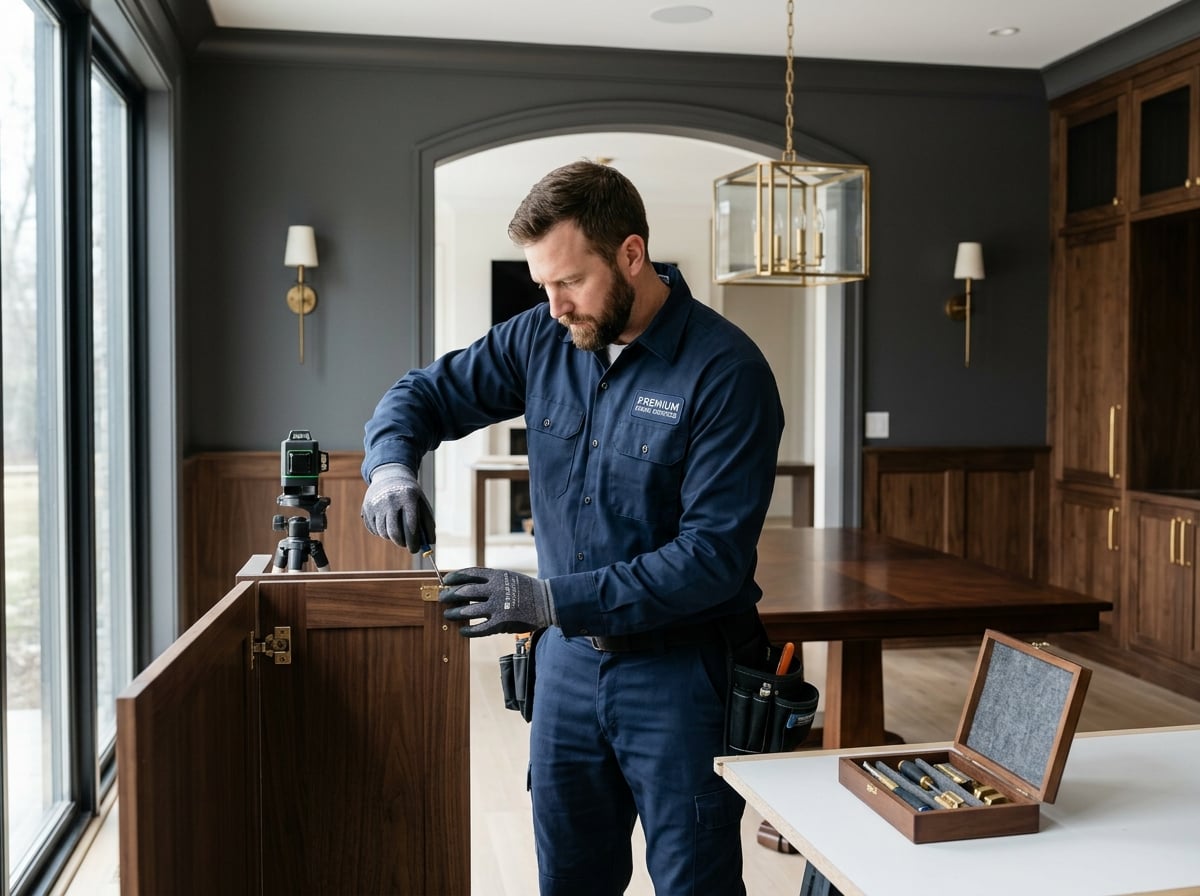 Professional handyman working in a luxury home
