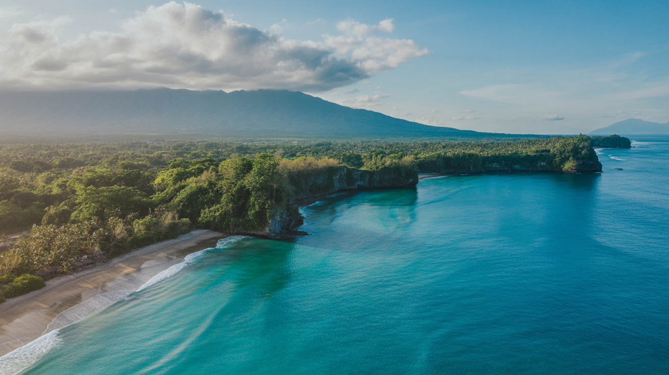 Stunning aerial view of Bali coastline