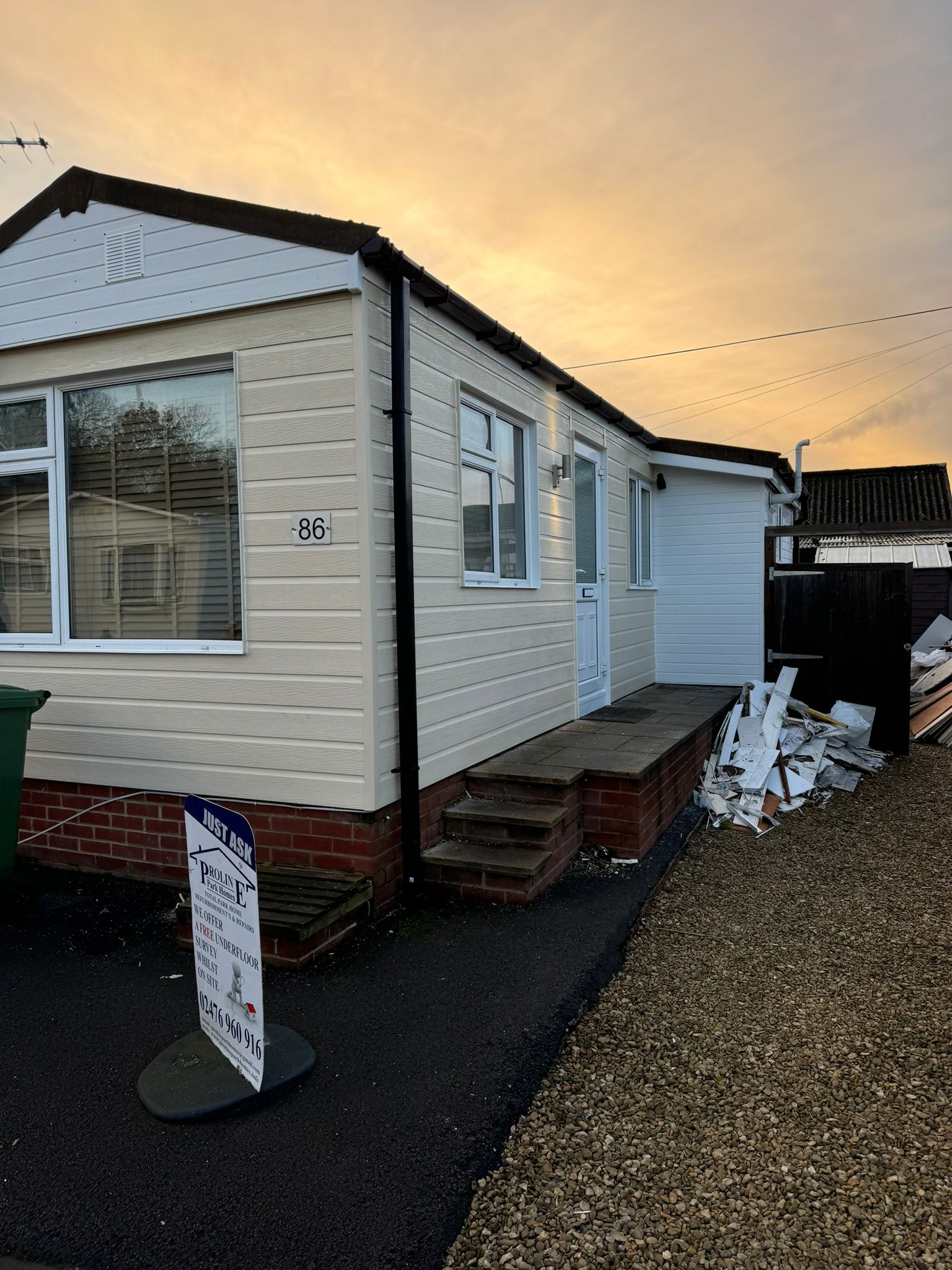 Park home improvement work showing renovation progress