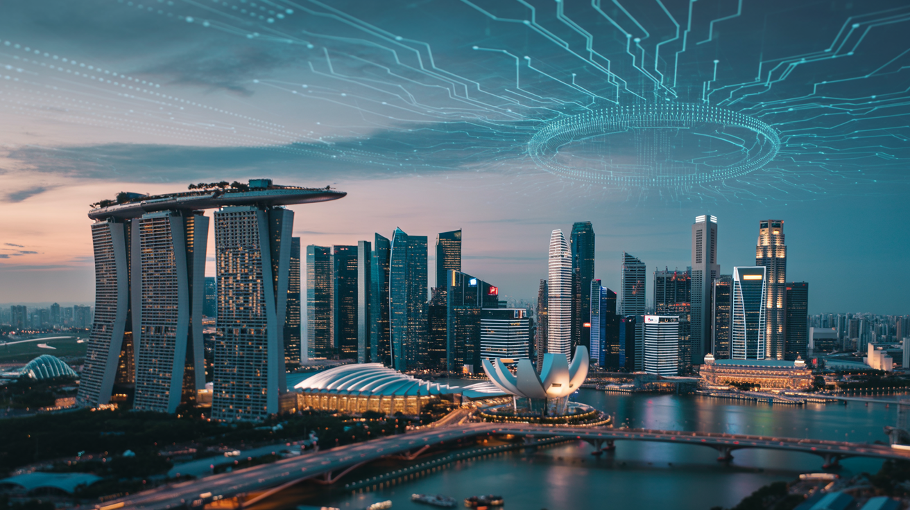 Futuristic Singapore cityscape representing Infini Technologies innovation