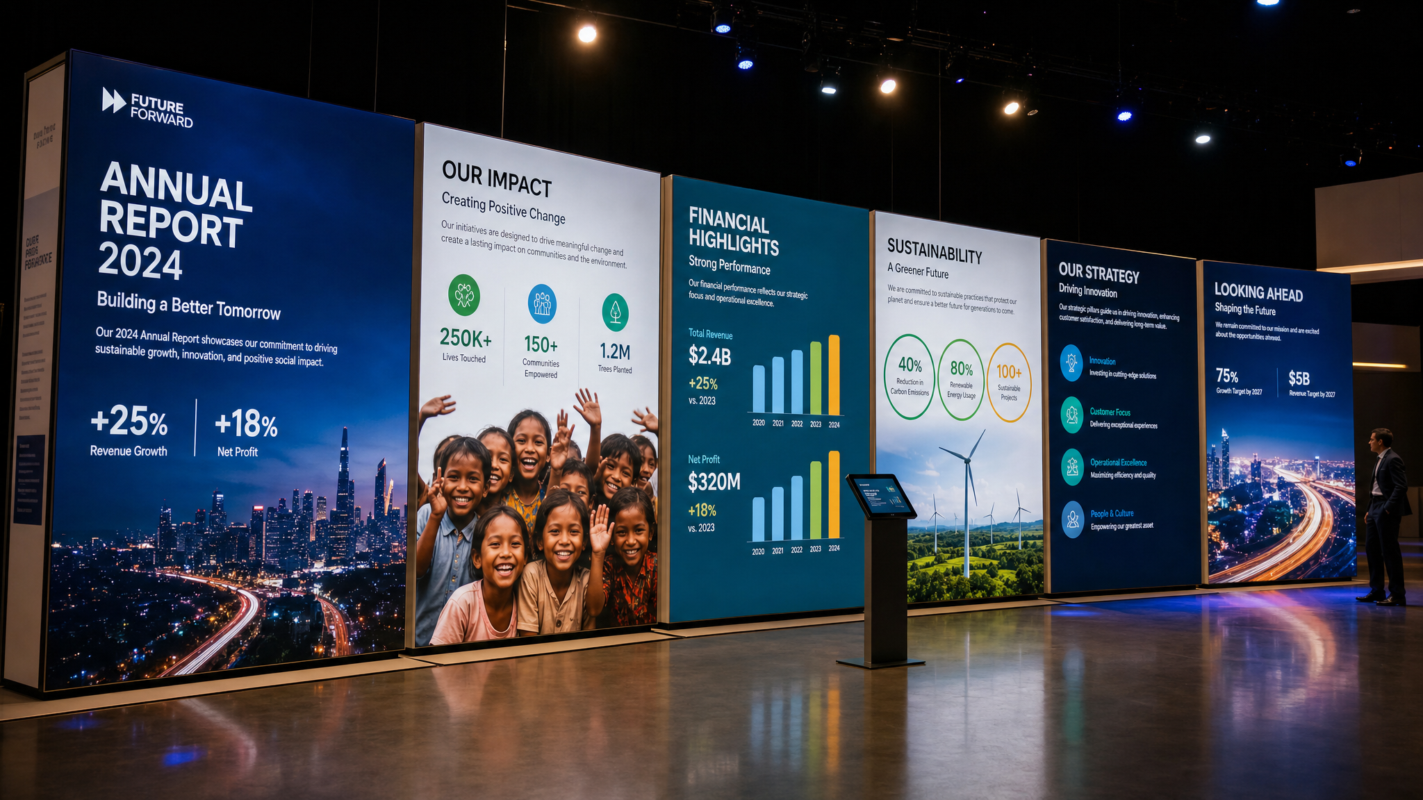 Exhibition panel display at a conference event space