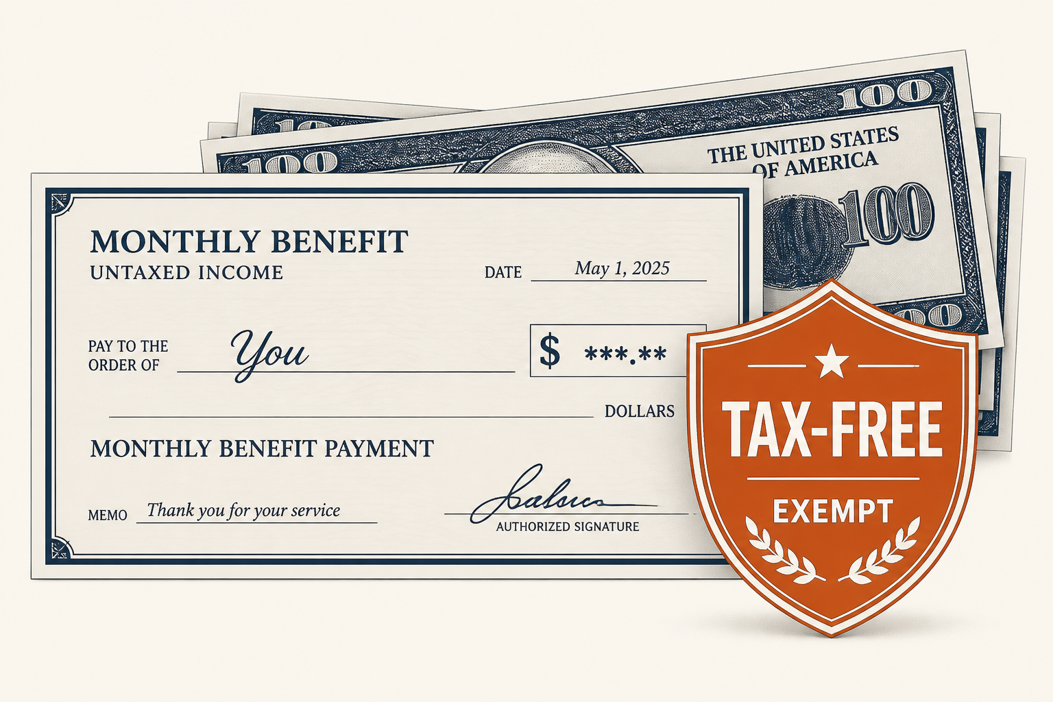 A tax-free monthly benefit shield protecting a household budget, no deductions taken out