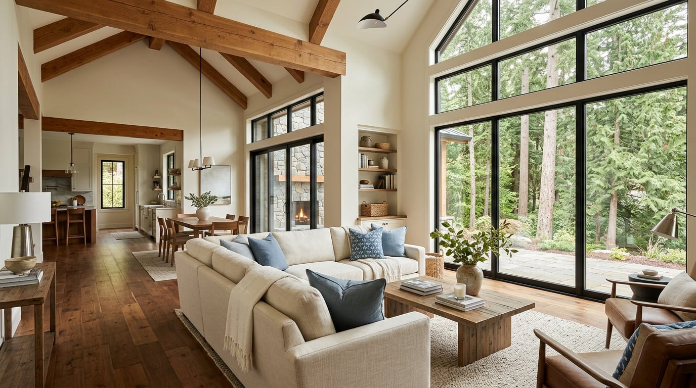 Completed open concept home interior