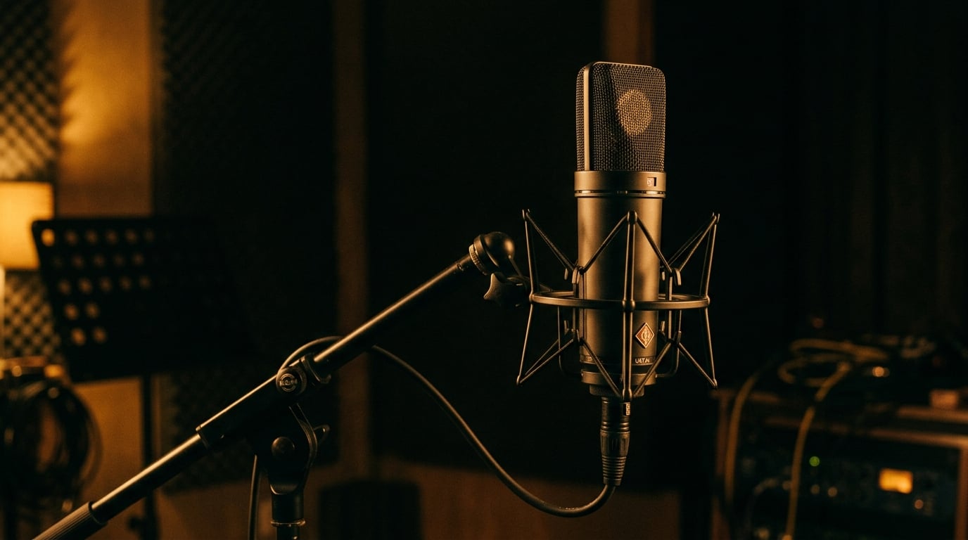 Dark studio microphone background