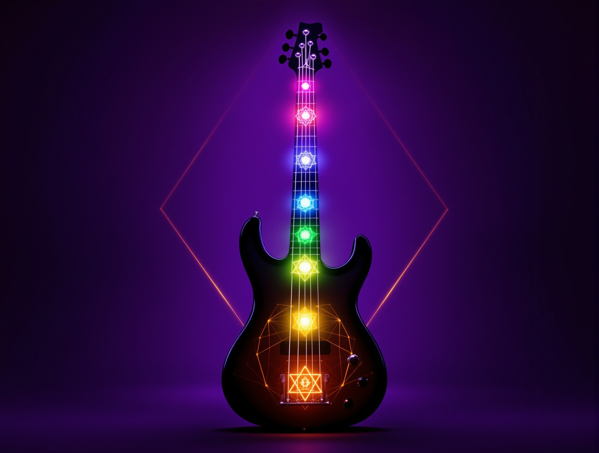 Bass guitar with chakra points