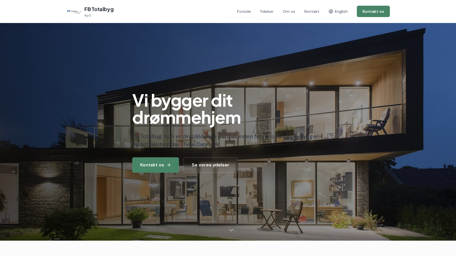 FB Totalbyg ApS website screenshot