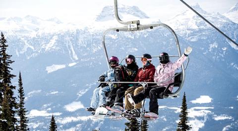 Revelstoke Mountain Resort chairlift with mountain views