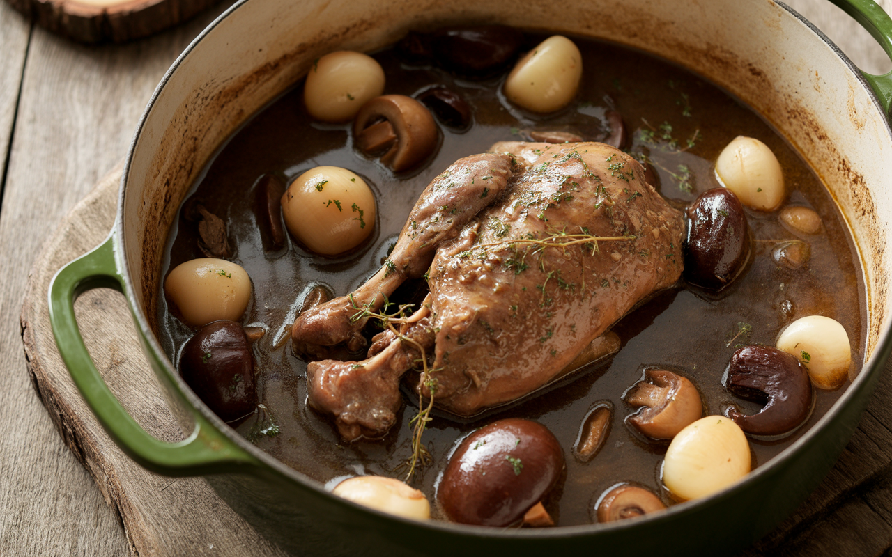 Coq au Vin with Cannabis Herb Oil
