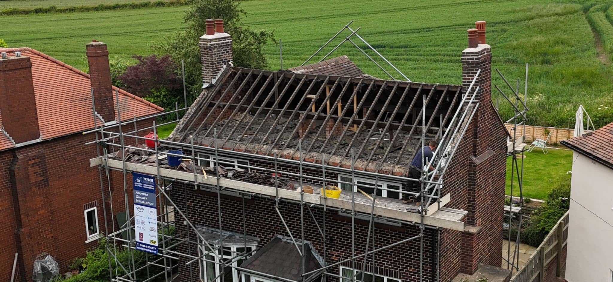 New roof installation on residential extension