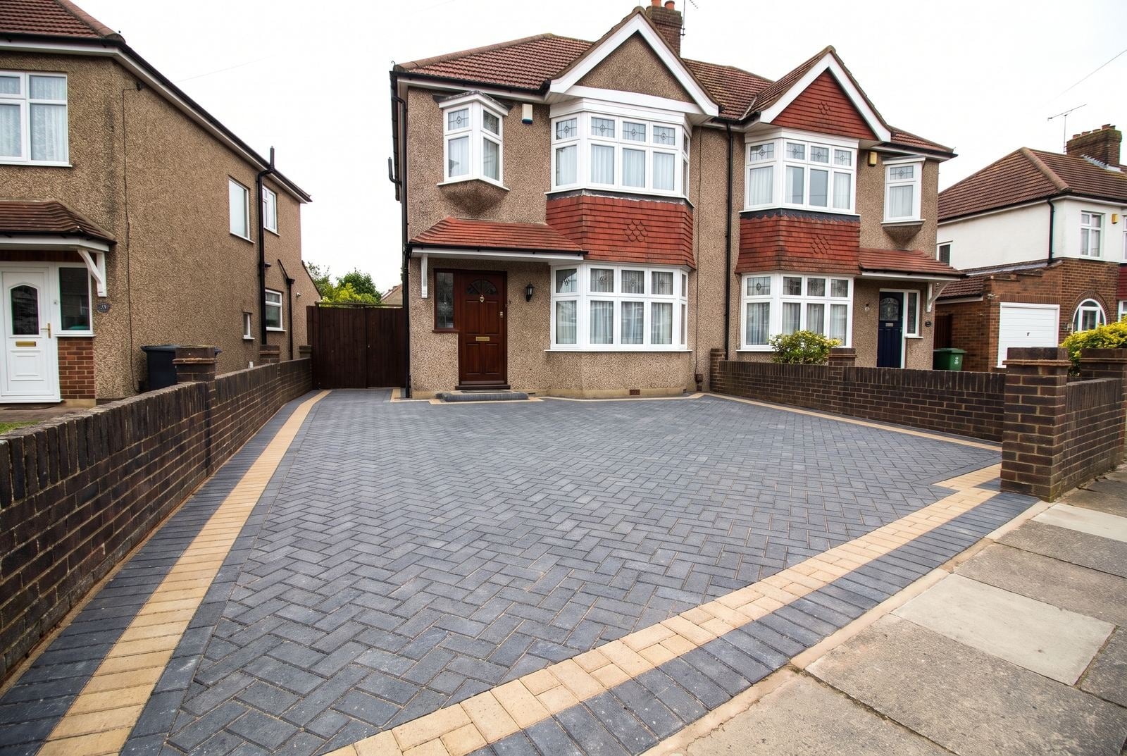 Herringbone block paving