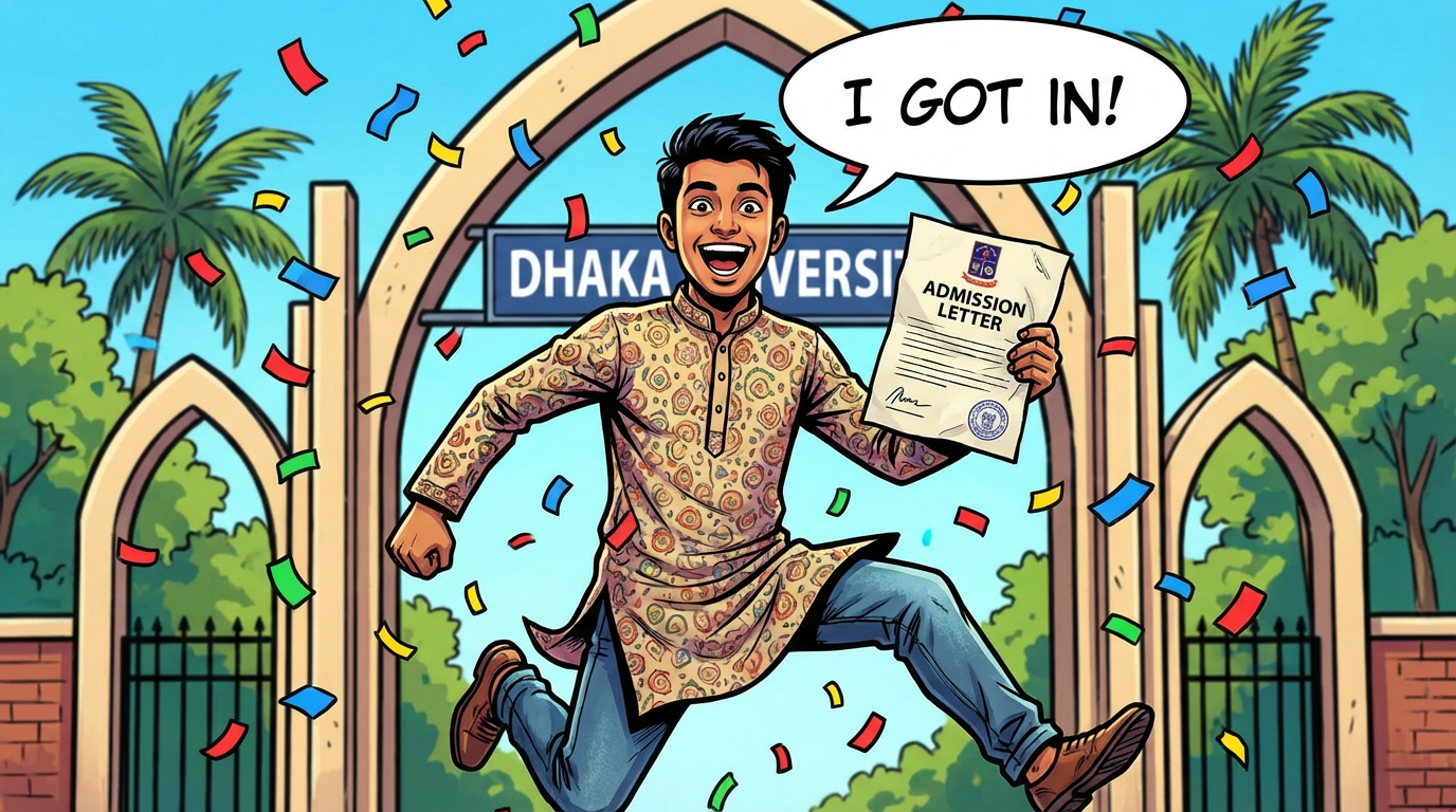 Student celebrating admission