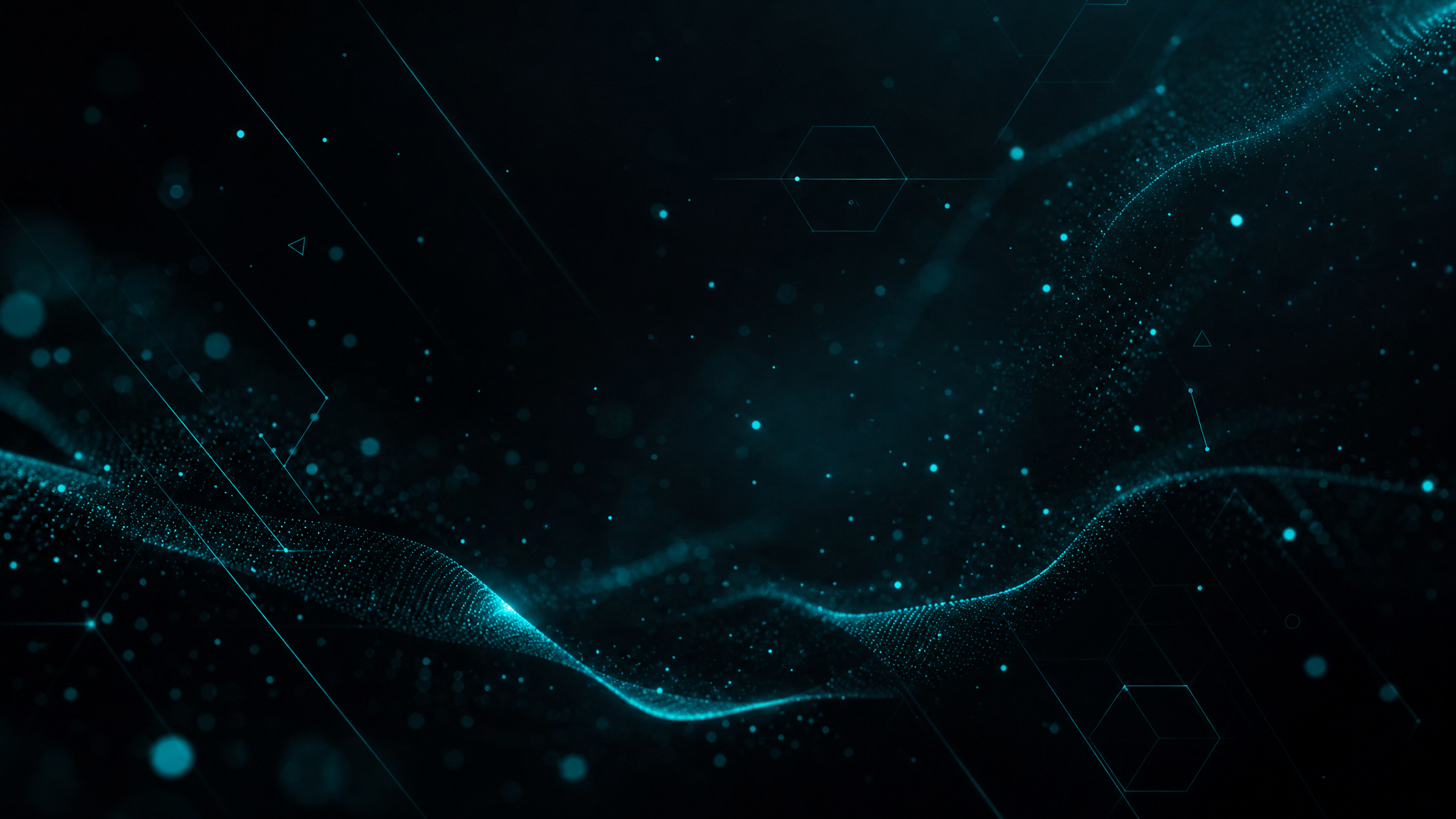 Background abstrato com partículas de luz teal