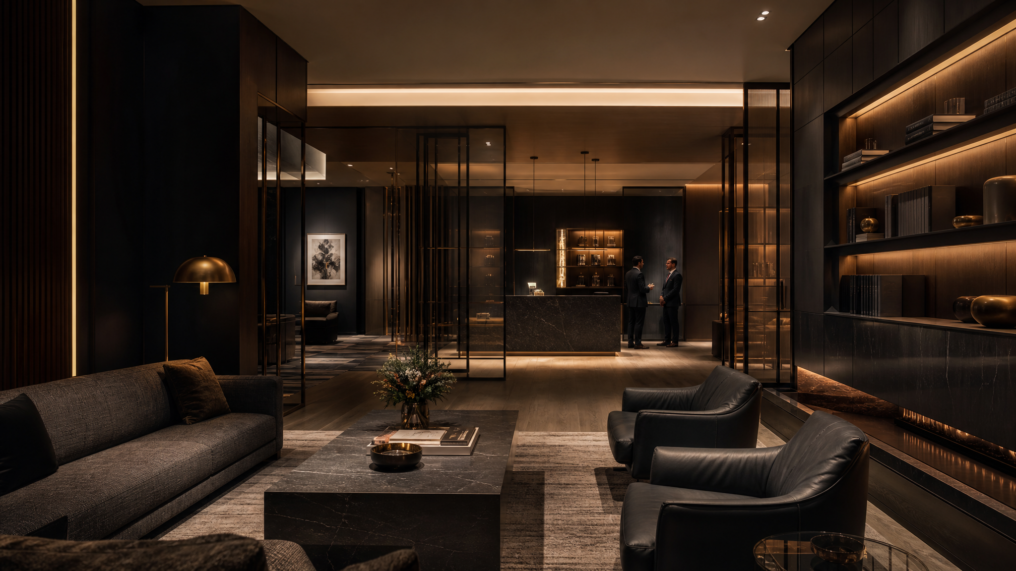 A premium private advisory reception lounge