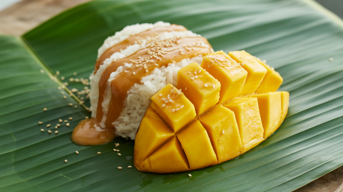 Mango Sticky Rice with Cannabis Coconut Drizzle