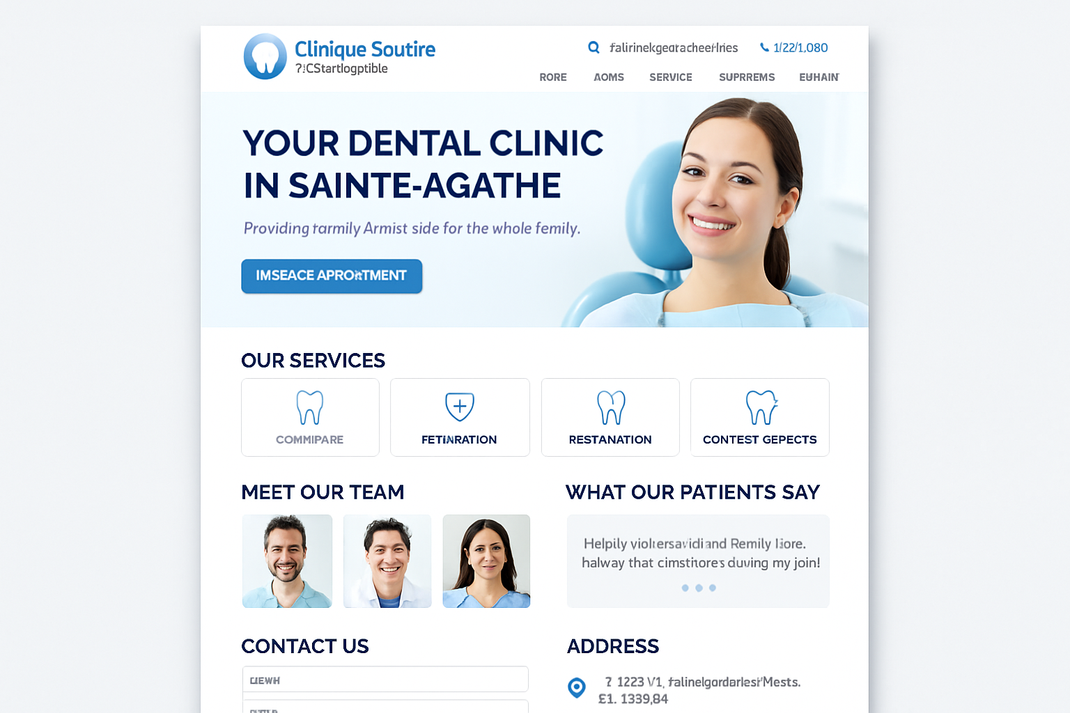 Screenshot du site Clinique Sourire Sainte-Agathe