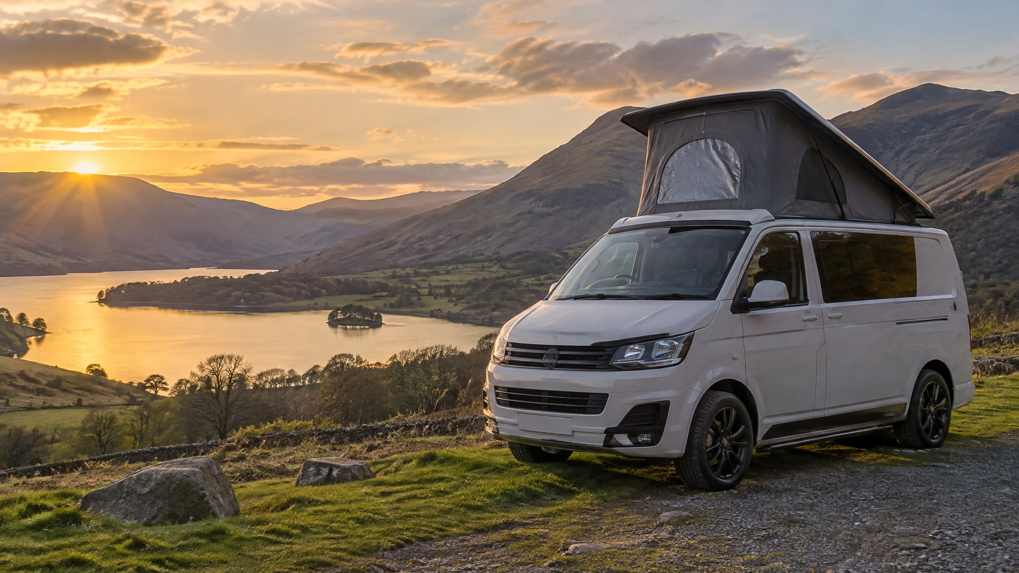 Campervan by UK lake