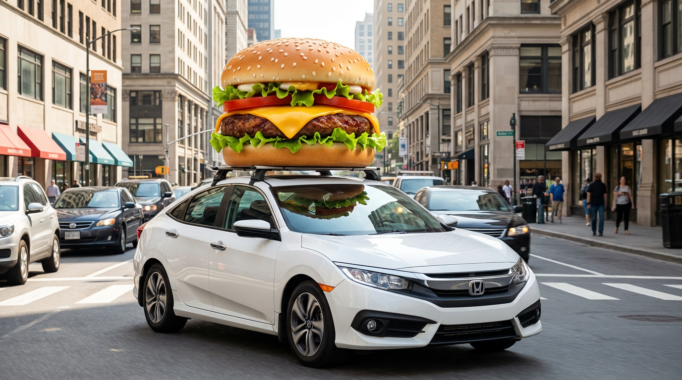 Fast Food Burger 3D Model on Vehicle