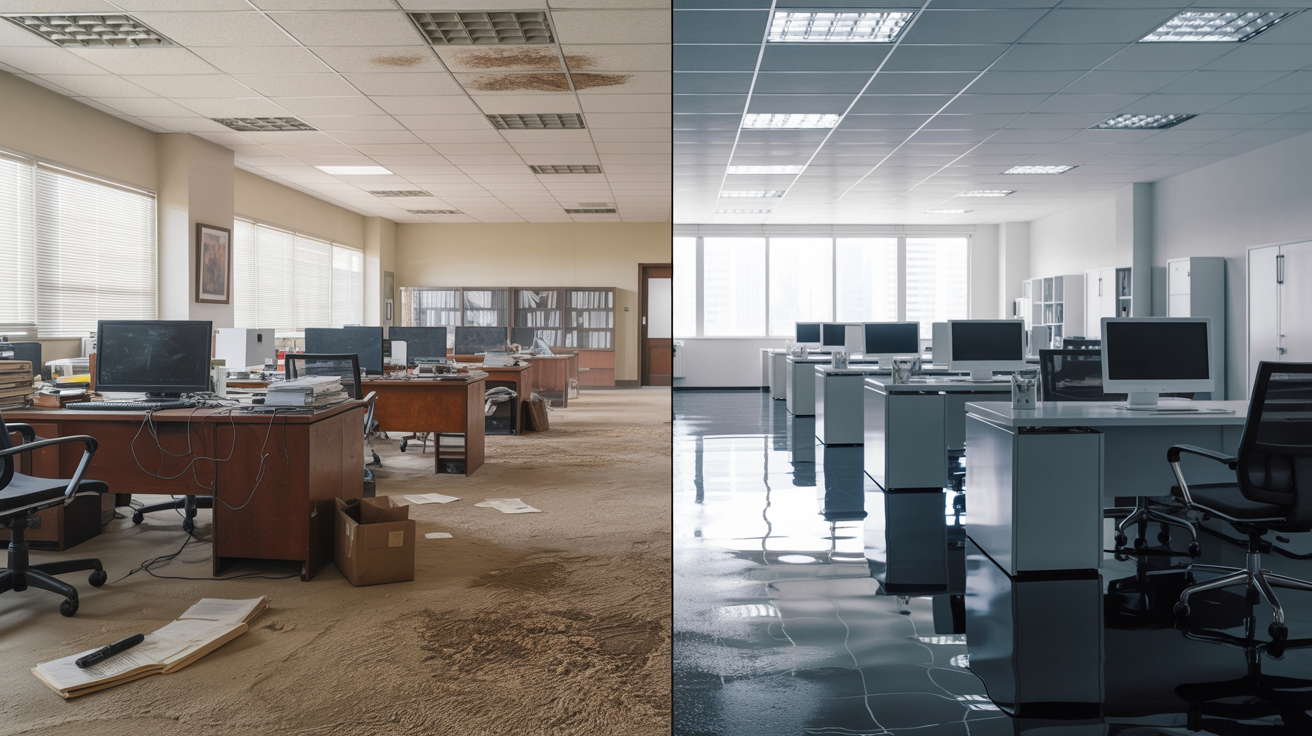 Before and after cleaning transformation