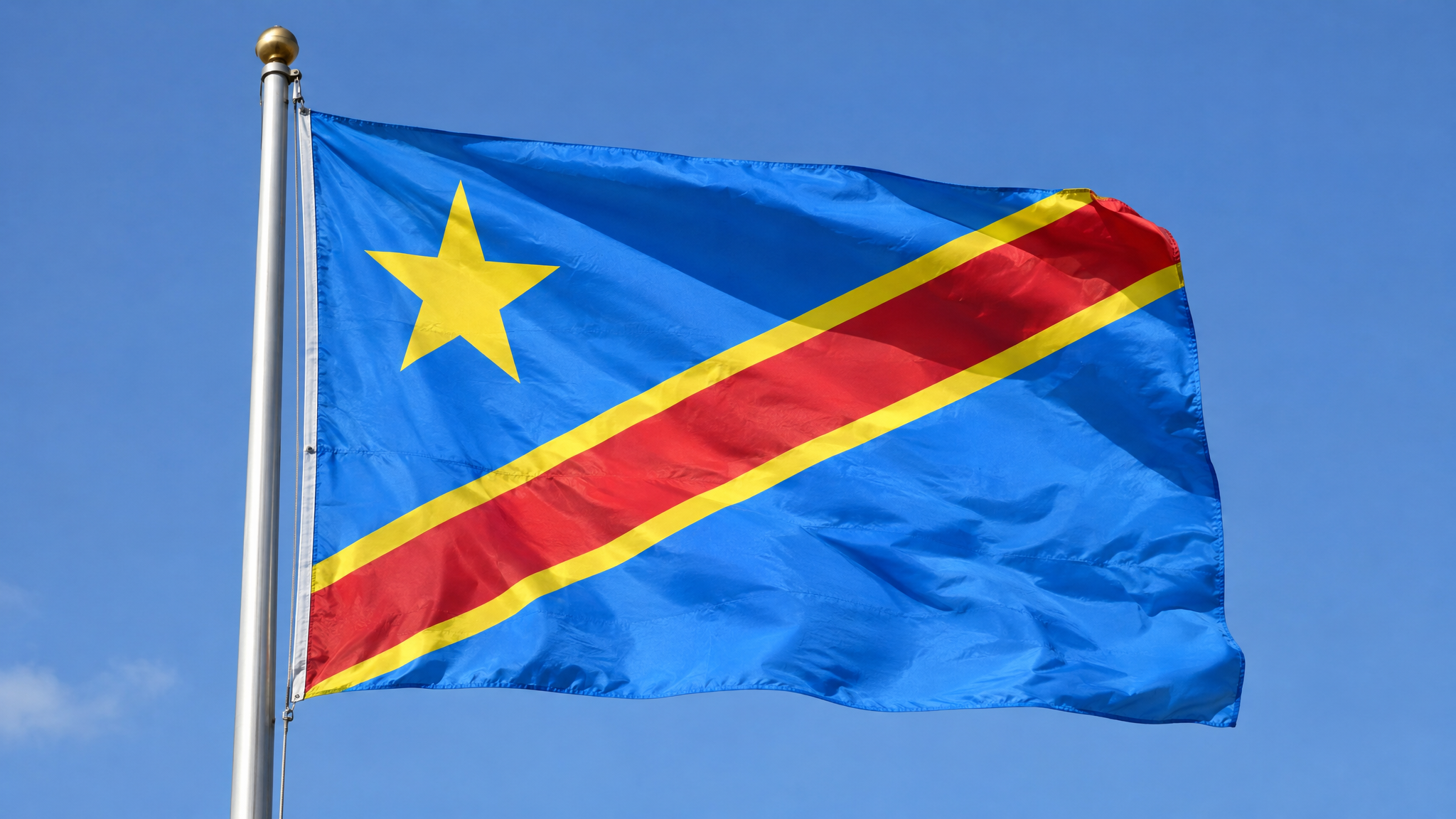 The flag of the Democratic Republic of Congo