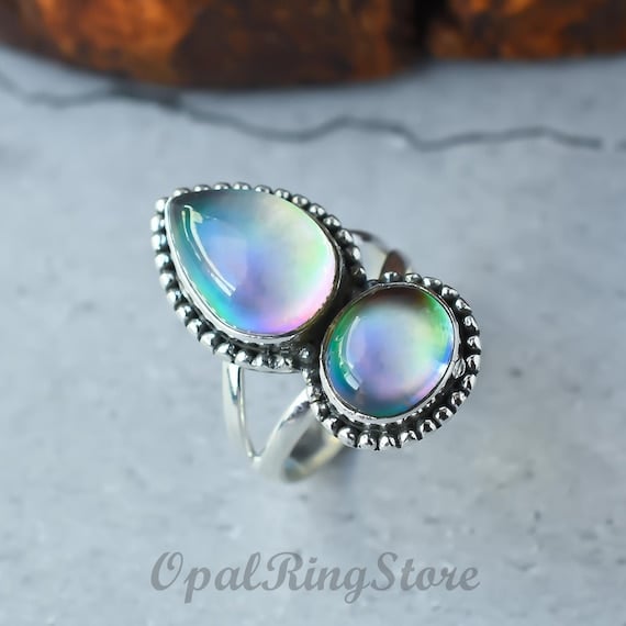 Opal ring showcasing the stone's distinctive color and setting