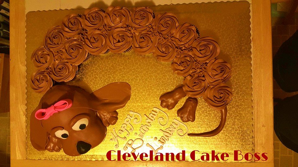Dachshund Cupcake Cake - Top View