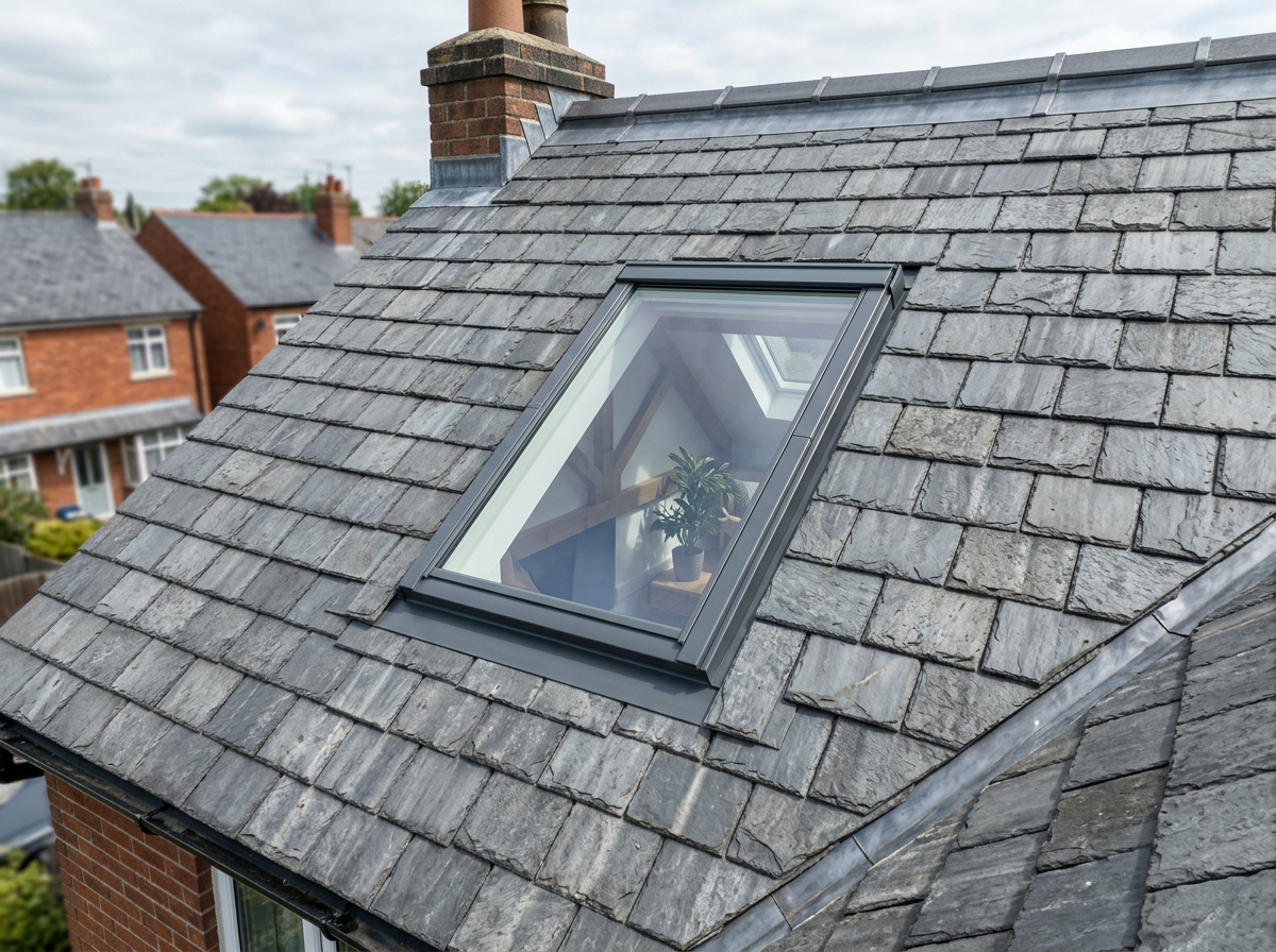 VELUX roof window fitted in a slate roof