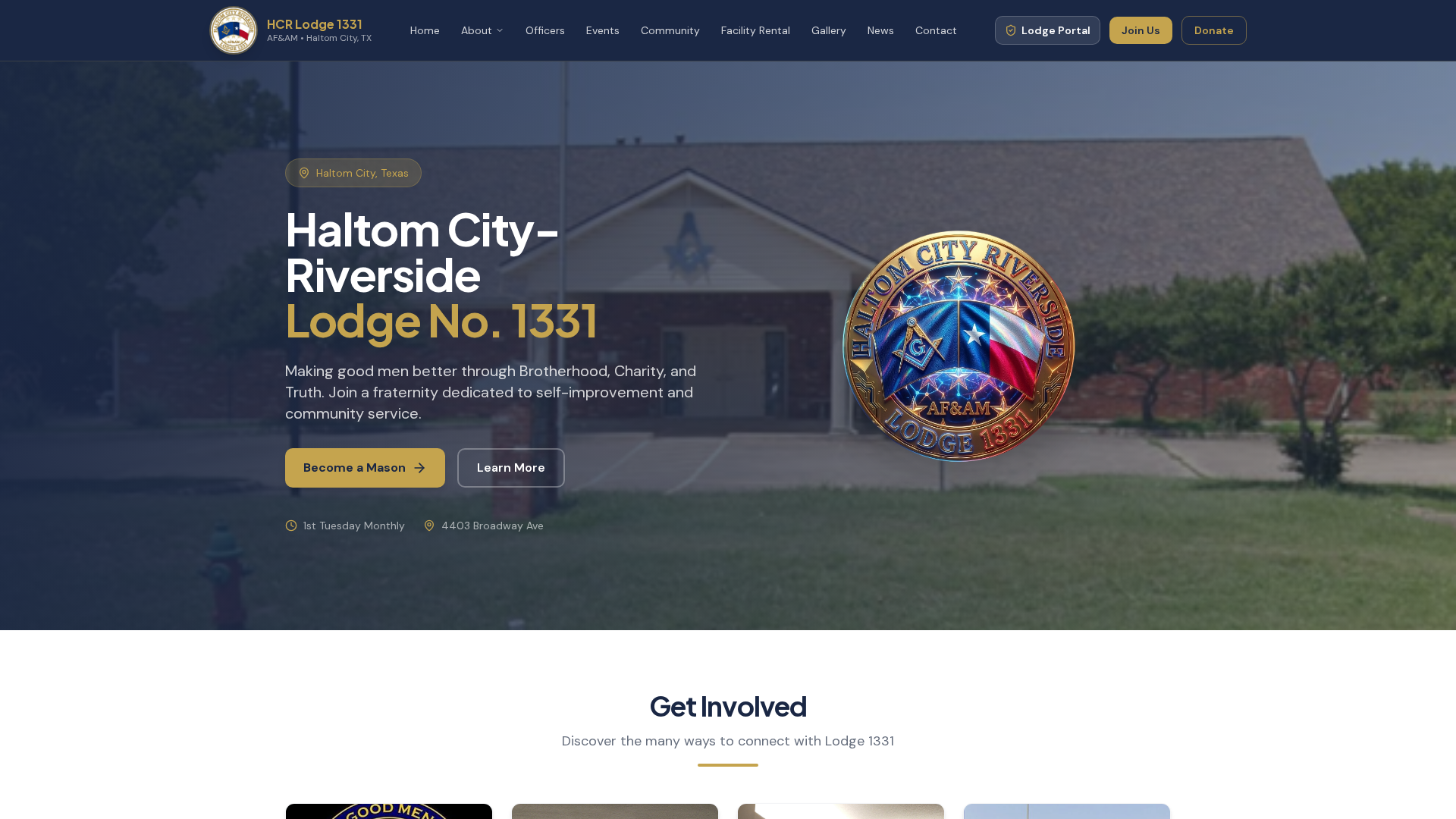 Live demo preview of Haltom City-Riverside Lodge 1331 — a fully functional fraternal organization website built by Contractor Website Pros