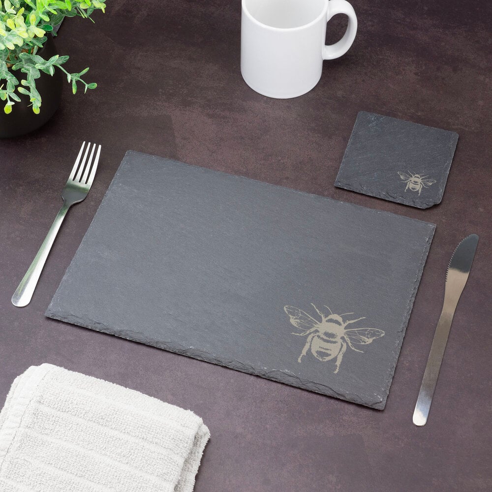 Laser-engraved wooden placemat