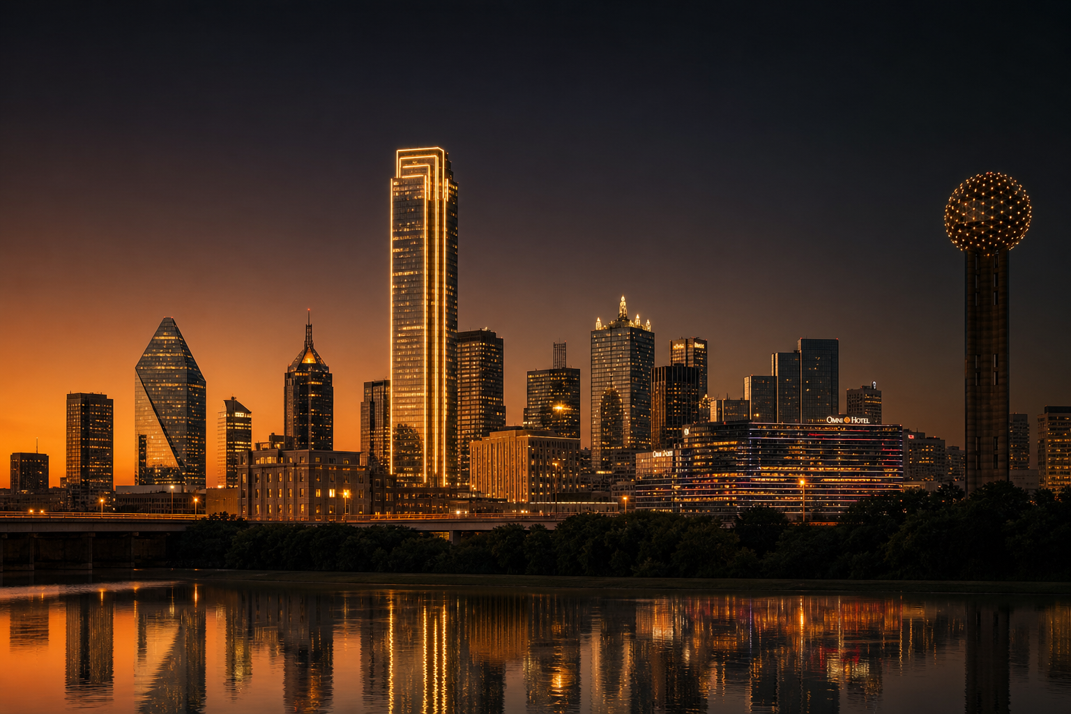 Dallas skyline at golden hour