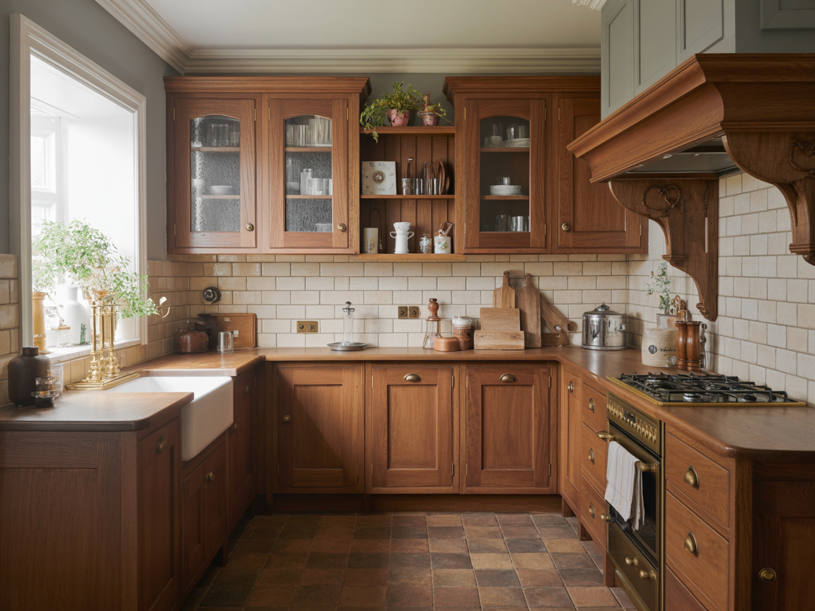 Traditional kitchen with wood cabinets fitted in Nottinghamshire