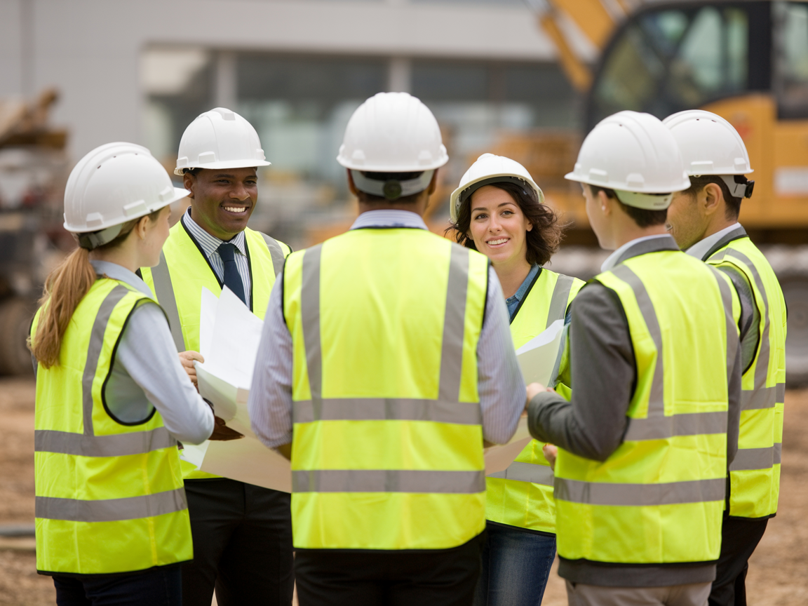 R Sinclair Group diverse construction team meeting on site