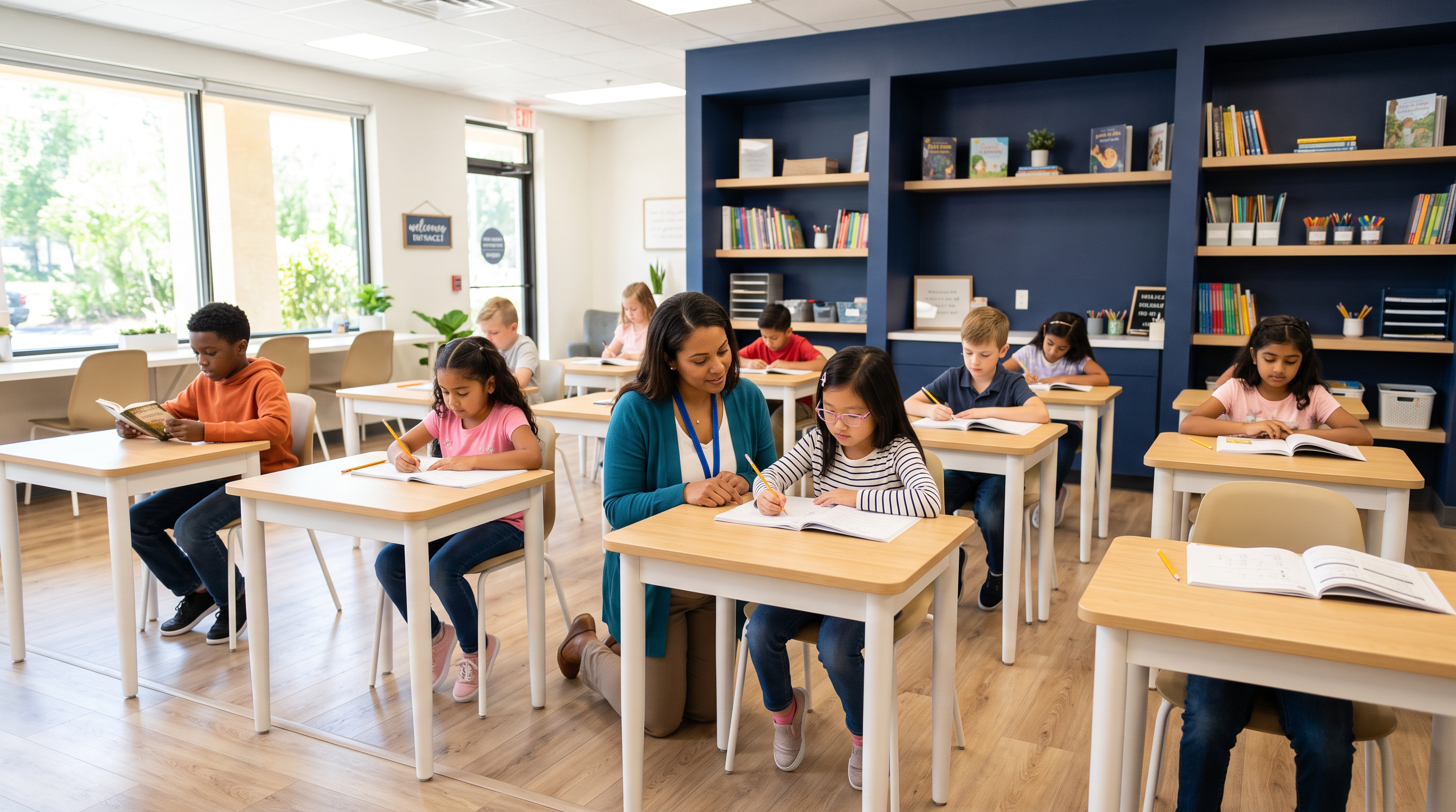 Inside the Kumon Math & Reading Center of McKinney Southwest — students receiving after-school math and reading tutoring