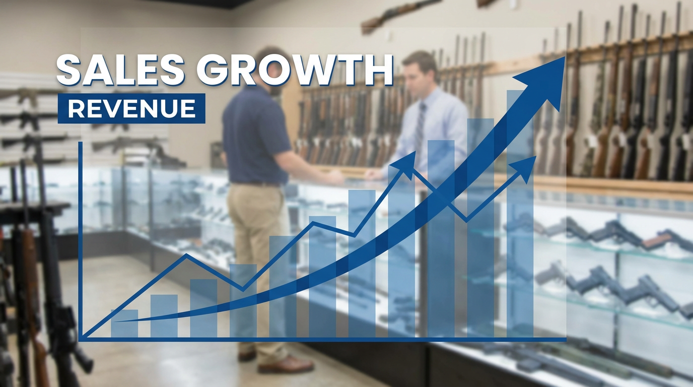 Revenue growth chart showing increased handgun sales with SureShot demo system