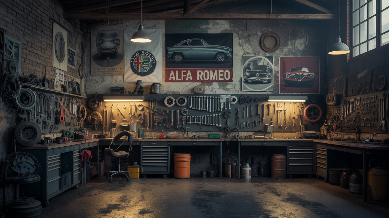 Italian automotive workshop atmosphere