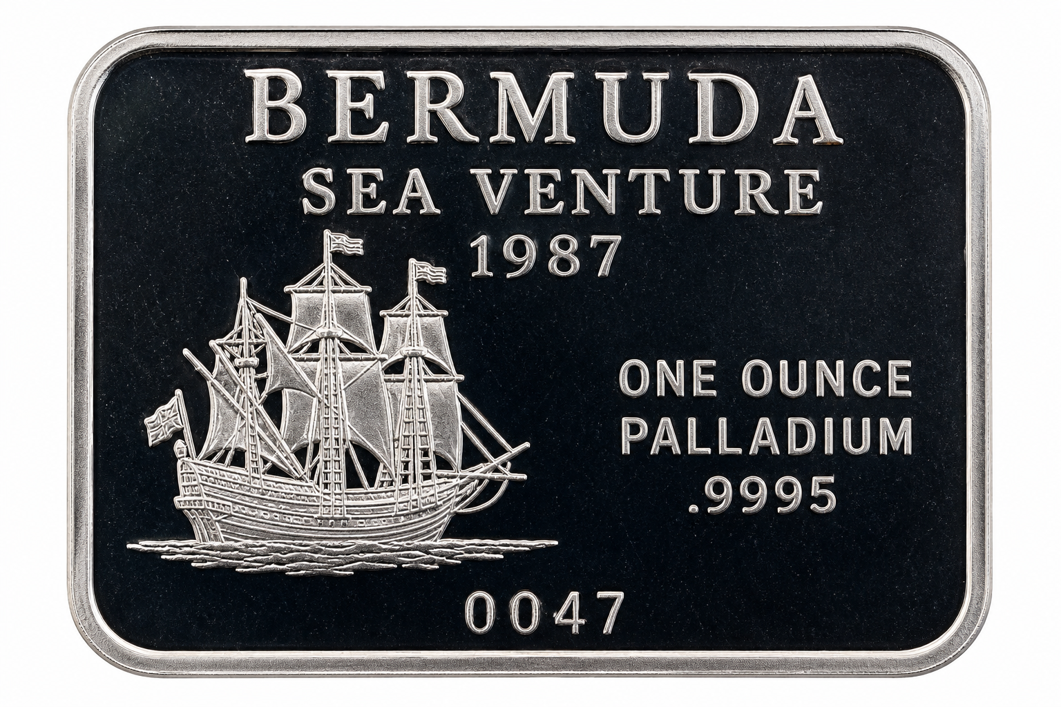 Bermuda 1 oz Sea Venture 1987 Palladium Bar - Proof Finish