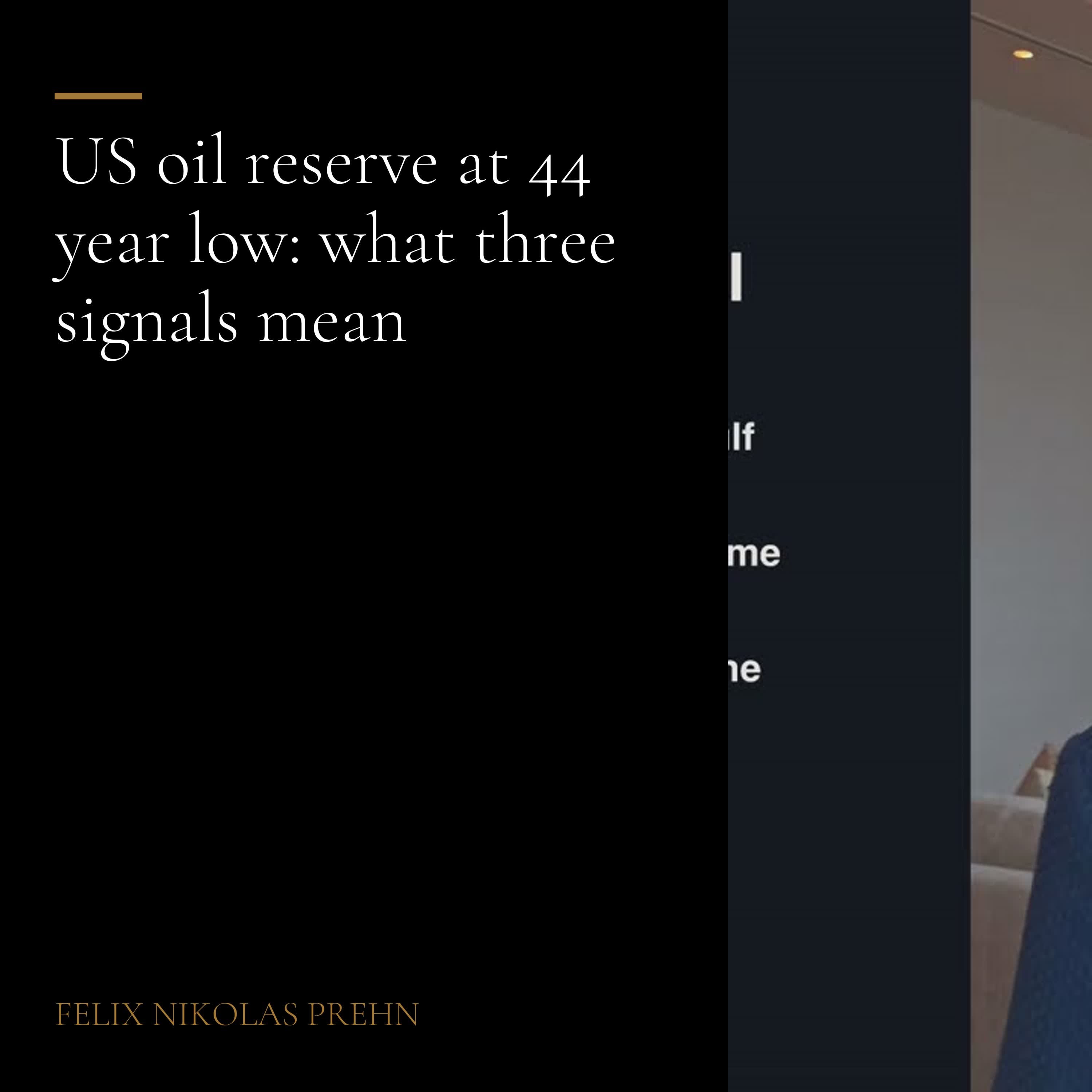Episode artwork for US oil reserve at 44 year low: what three signals reveal, a podcast episode by Felix Nikolas Prehn