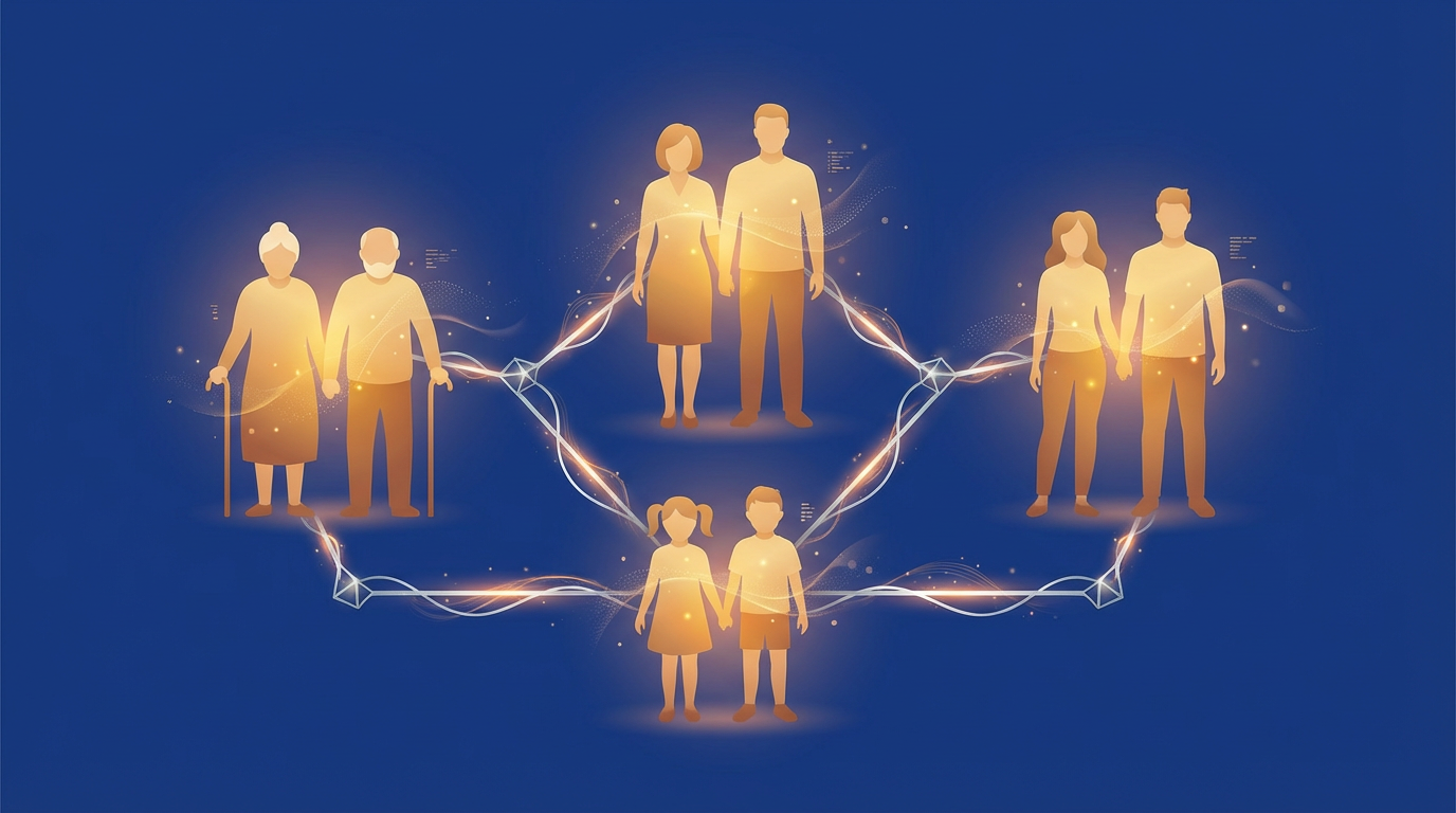 Digital connections between generations, illustrating the Everlasting process