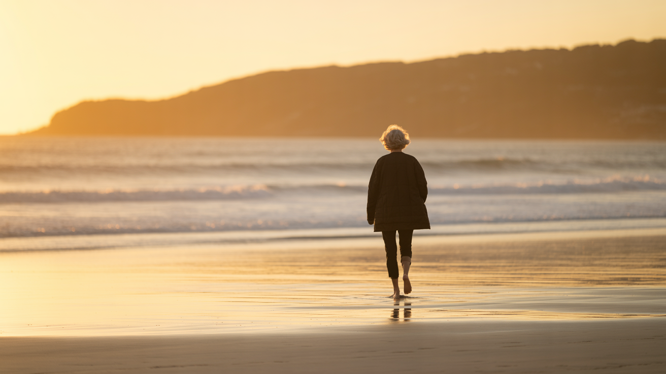 Morning beach walk at sunrise