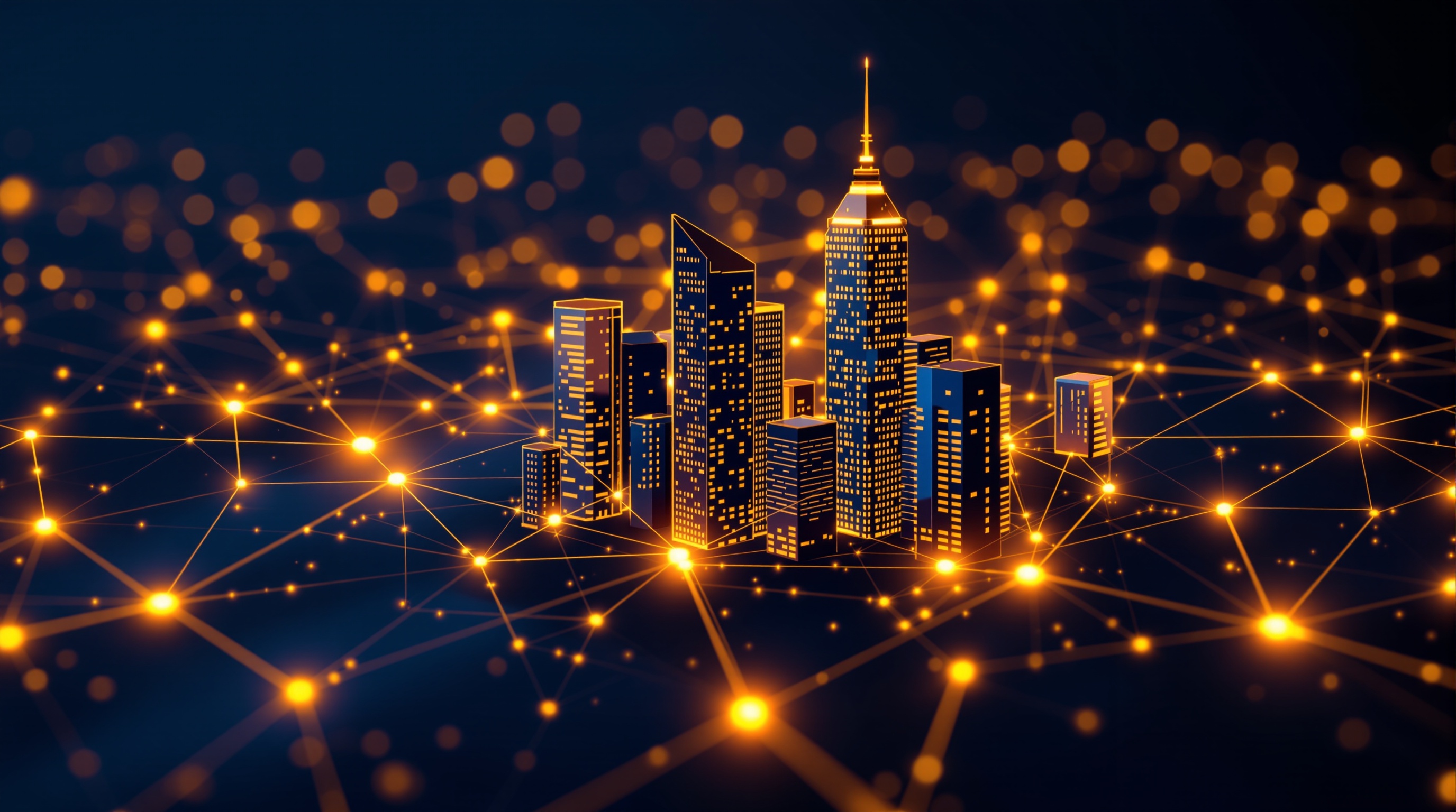 Blockchain network visualization representing tokenized real estate infrastructure
